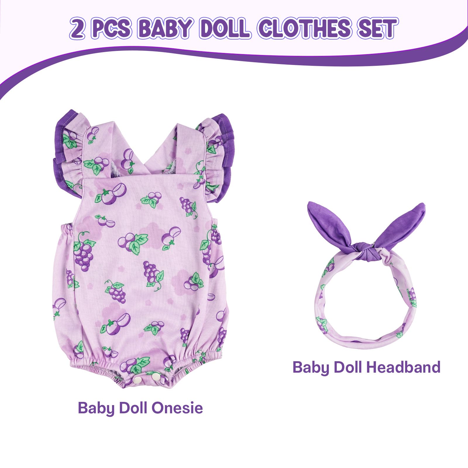 Foto 4 | Set de Ropa para Muñeca Reborn Baby Doll con Diadema - Venta Internacional