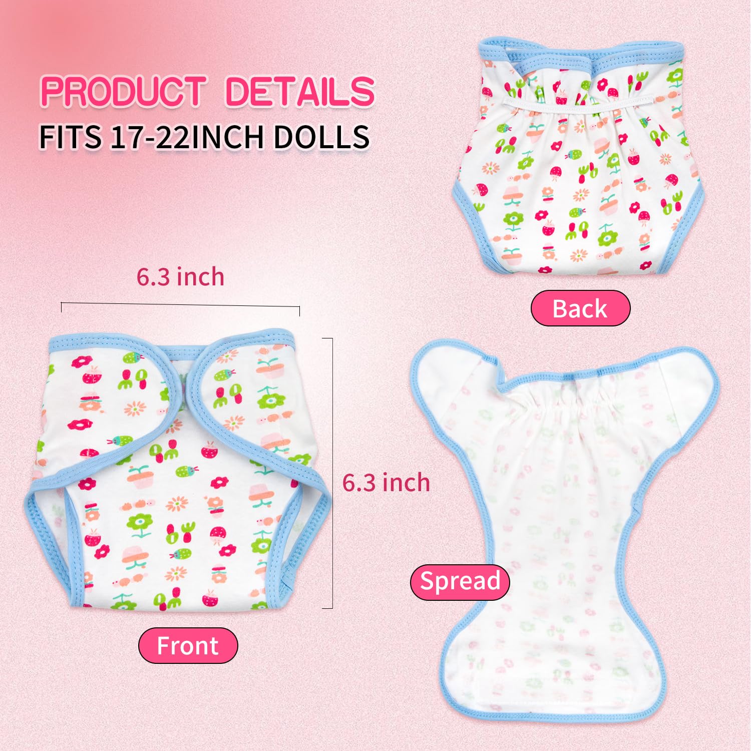 Foto 5 pulgar | Juego de Pañales Pedolltree Reborn Baby Doll de 17 A 22 Pulgadas 4 Piezas - Venta Internacional