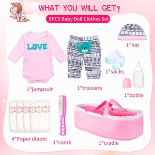 Foto 2 | Juego de Accesorios de Ropa Reborn Baby Dolls 11 Piezas - Venta Internacional