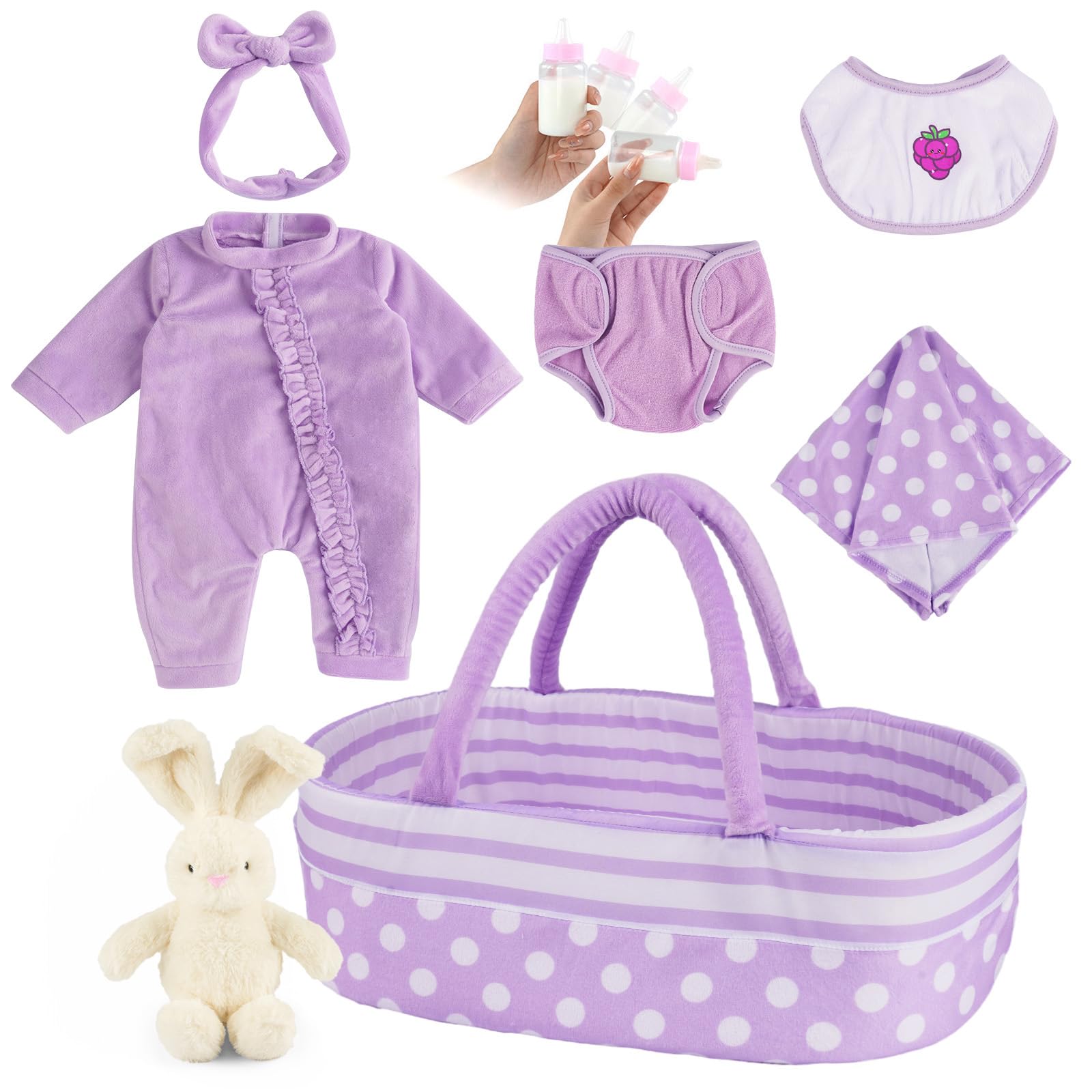 Foto 2 pulgar | Set de Ropa Reborn Baby Doll con Capazo para Bebés - Venta Internacional