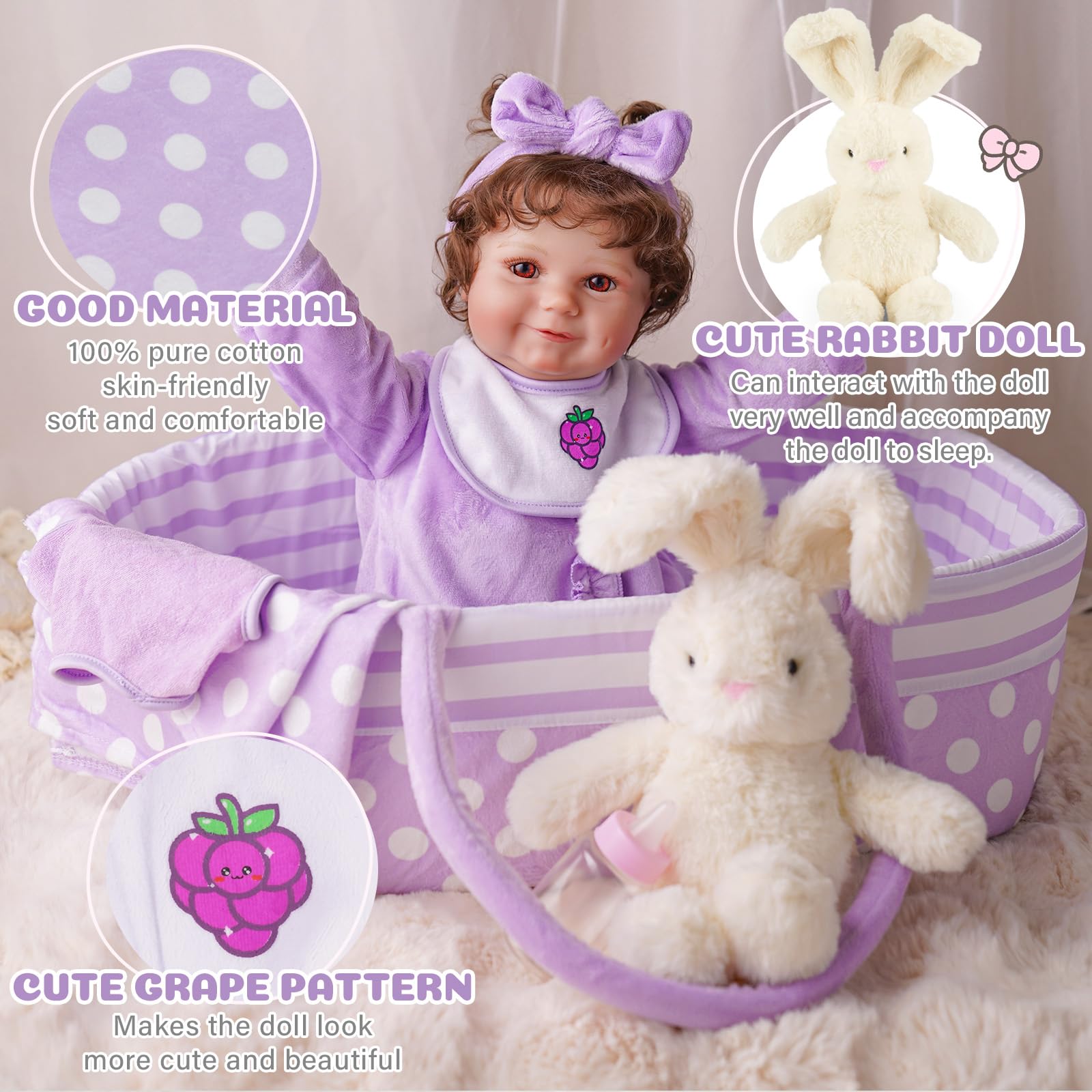 Foto 5 pulgar | Set de Ropa Reborn Baby Doll con Capazo para Bebés - Venta Internacional