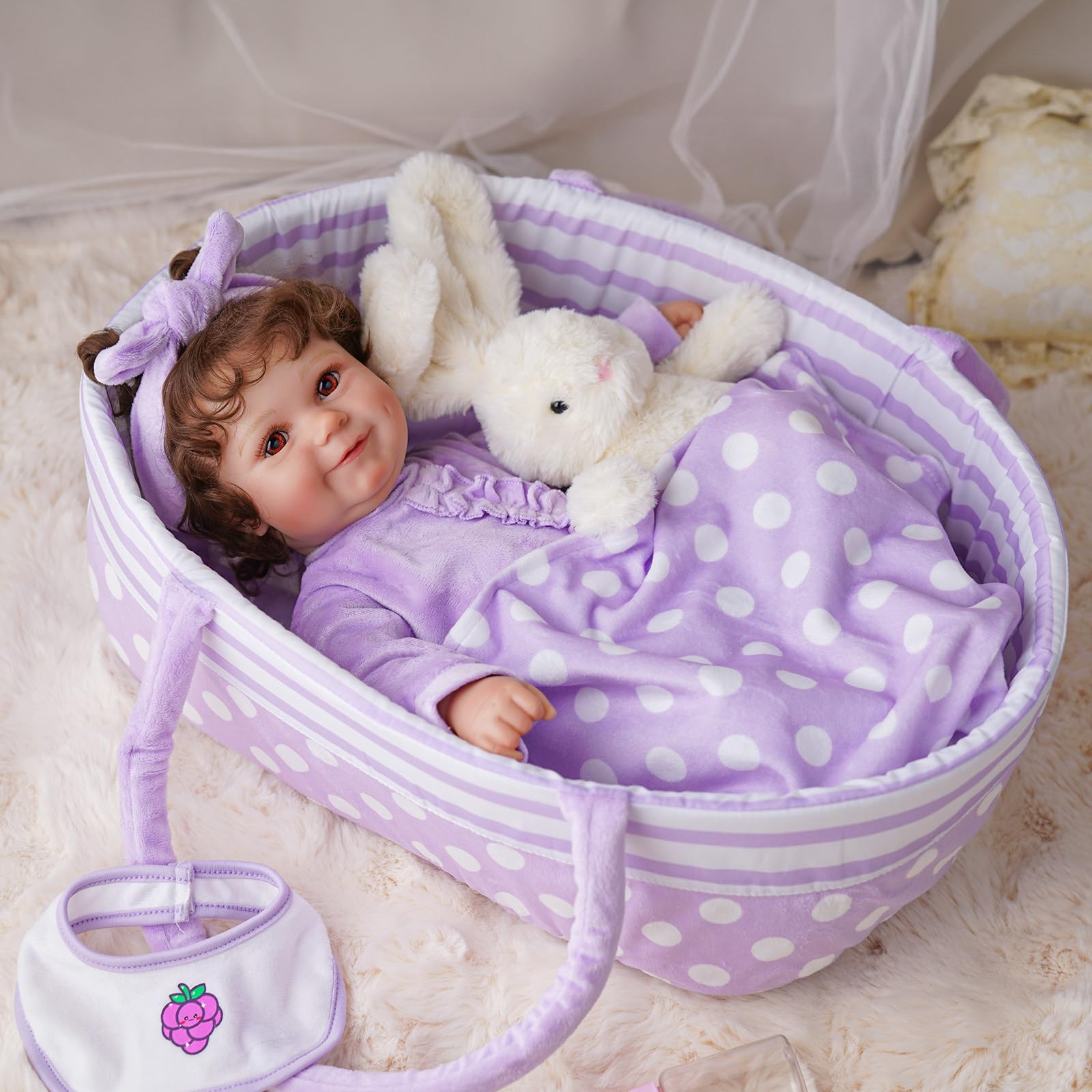 Foto 7 pulgar | Set de Ropa Reborn Baby Doll con Capazo para Bebés - Venta Internacional