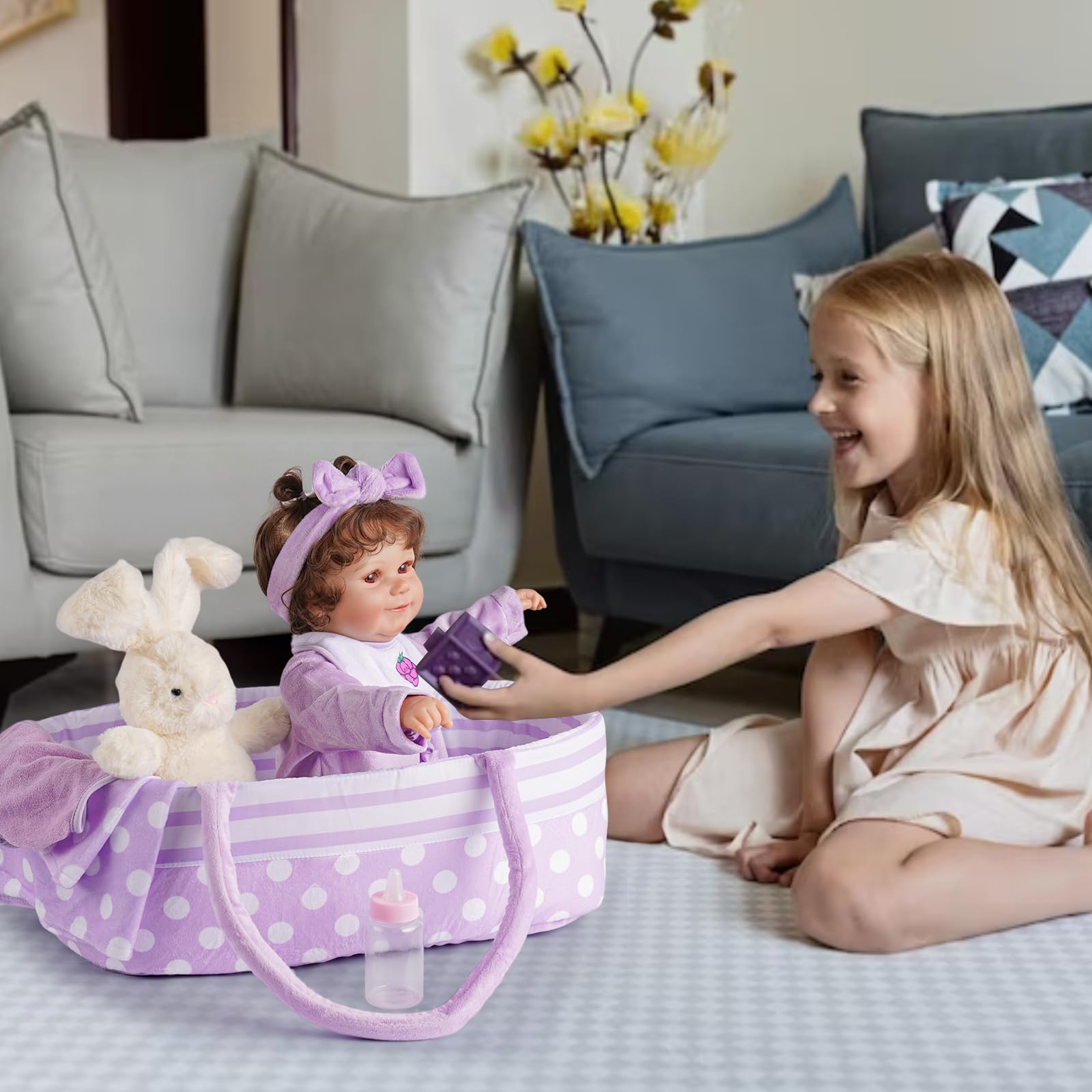 Foto 8 pulgar | Set de Ropa Reborn Baby Doll con Capazo para Bebés - Venta Internacional