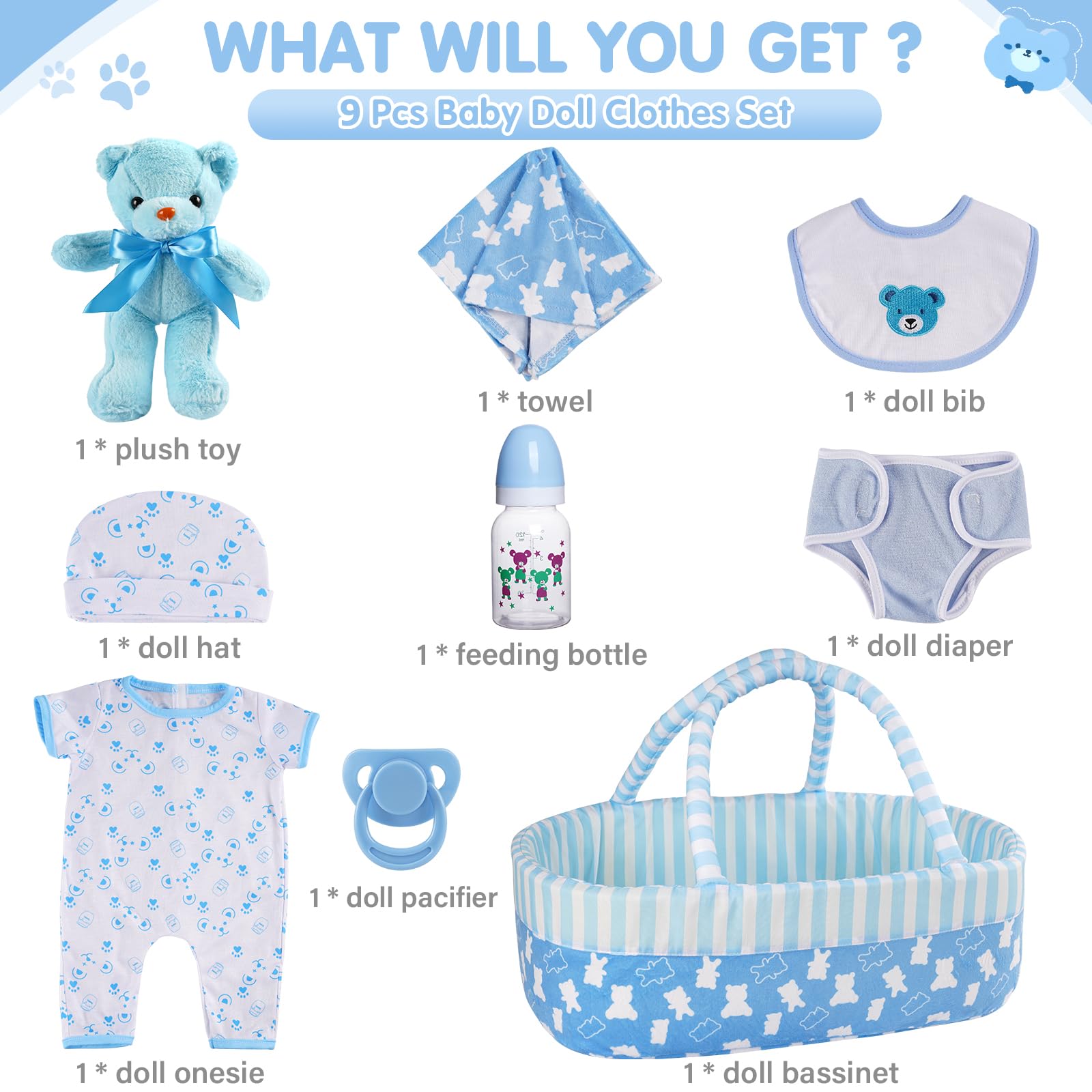 Foto 5 | Set de Ropa para Muñecas Reborn Babeside con Accesorios - Venta Internacional