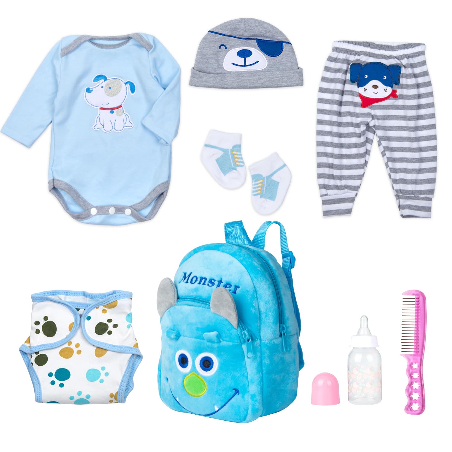 Foto 2 pulgar | Set de Ropa para Muñeca Reborn Baby Boy con Mochila - Venta Internacional