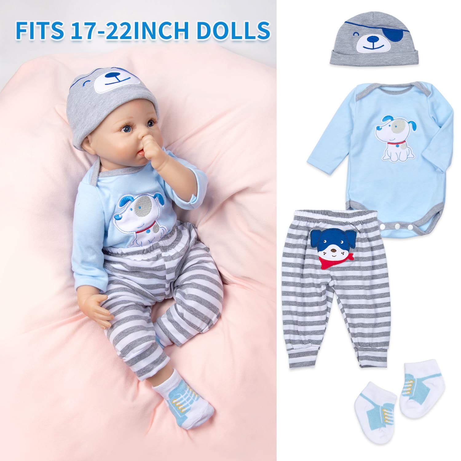Foto 4 pulgar | Set de Ropa para Muñeca Reborn Baby Boy con Mochila - Venta Internacional