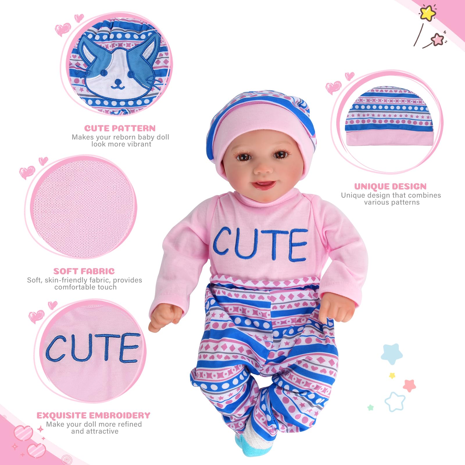 Foto 3 pulgar | Set de Ropa Reborn Baby Doll Babeside para Bebés de 43 a 56 cm - Venta Internacional