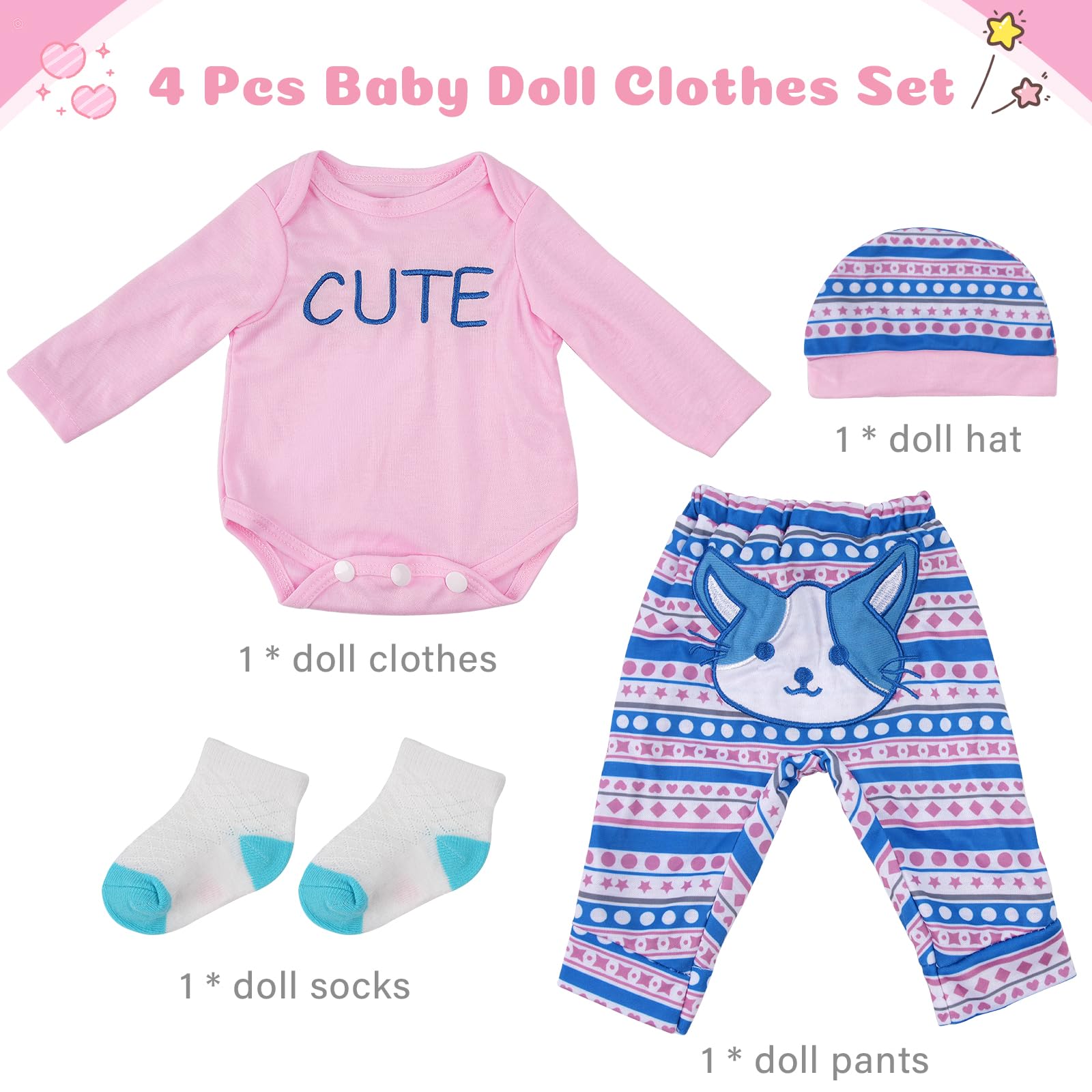 Foto 6 pulgar | Set de Ropa Reborn Baby Doll Babeside para Bebés de 43 a 56 cm - Venta Internacional