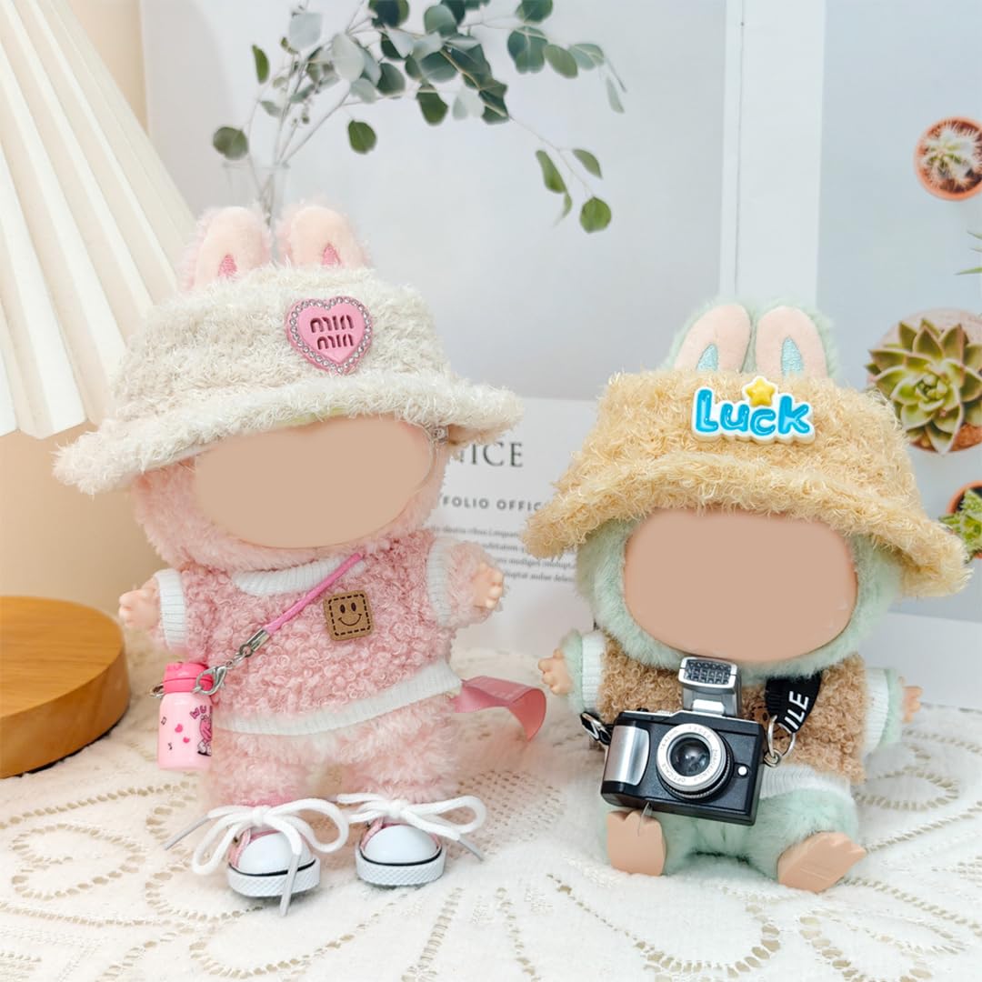 Foto 2 | Juego De Ropa Para Muñecas Labubu De 5 Piezas Para 17 Cm Con Sombrero, Cámara, Etc. - Venta Internacional.