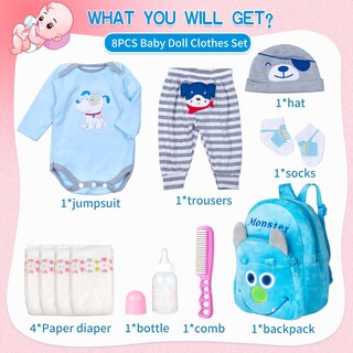 Foto 2 | Set de Ropa para Muñeca Reborn 11 Piezas - Venta Internacional