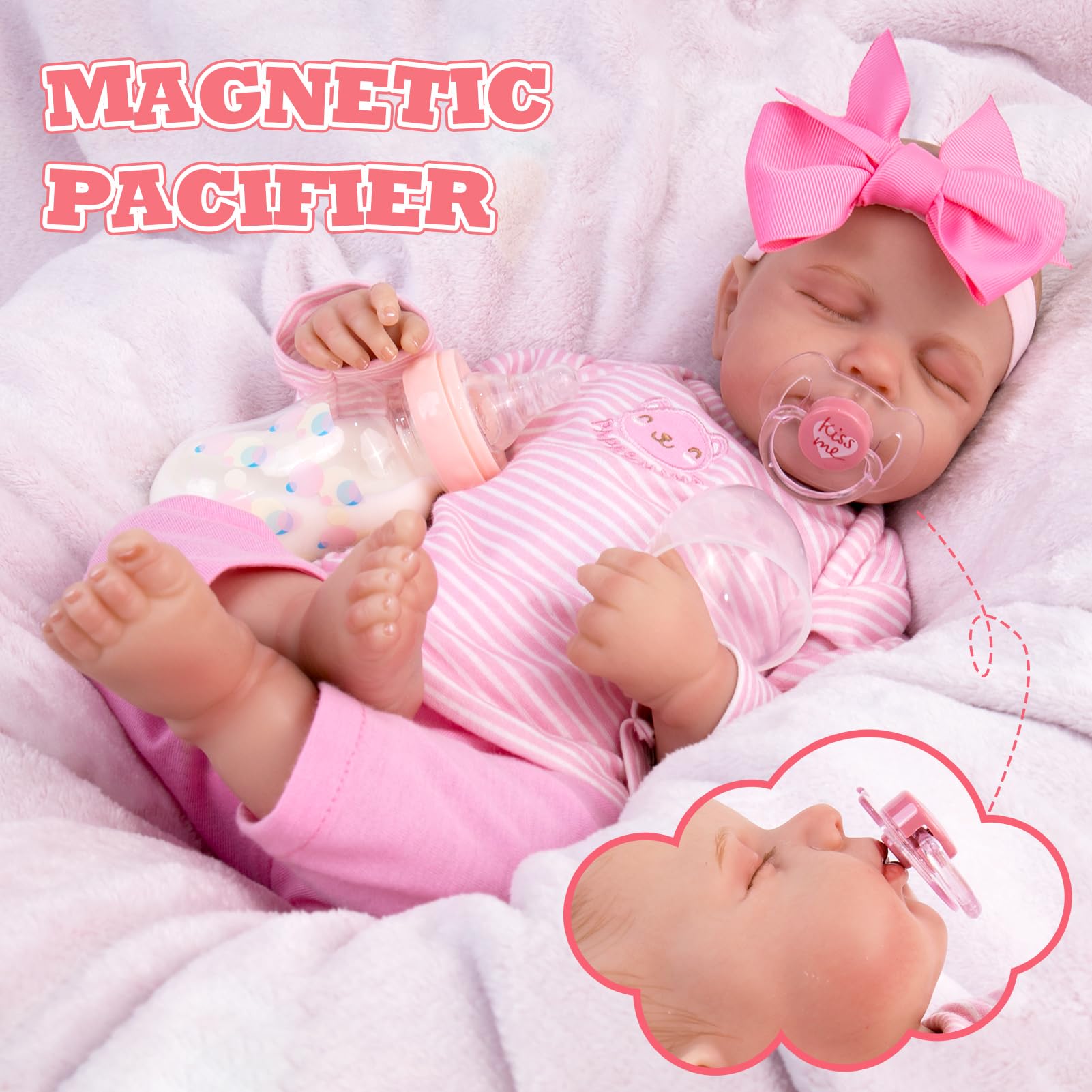 Foto 2 | Set De Accesorios Para Chupete Y Biberón Magnéticos Aori Reborn Baby Doll - Venta Internacional.