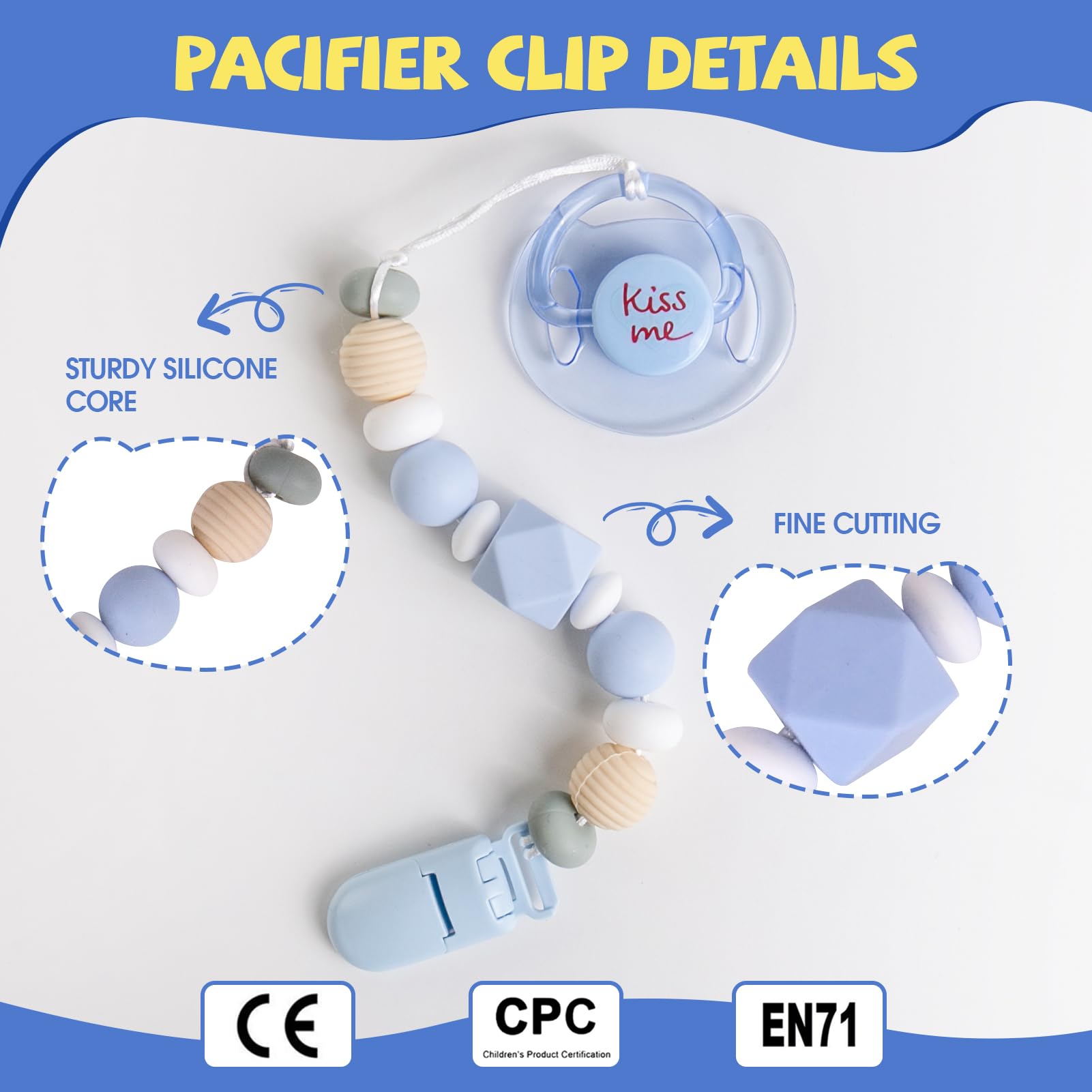 Foto 4 pulgar | Soporte Para Chupetes Aori Slicone Con Chupete Magnético, Color Azul - Venta Internacional.