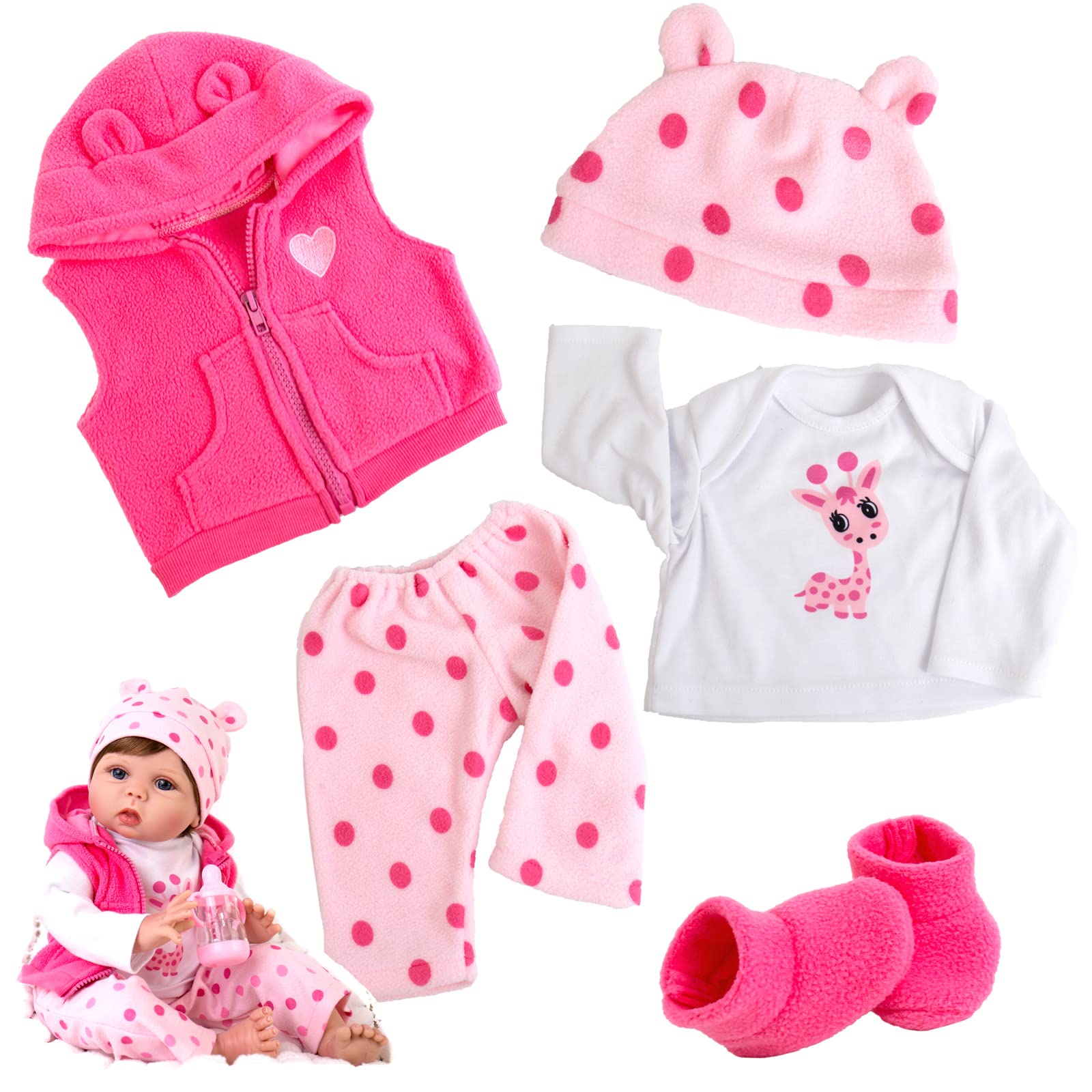 Foto 3 pulgar | Set De Ropa Para Muñecas Reborn Baby Dolls De 20 A 24 Pulgadas Aori Lifelike - Venta Internacional.