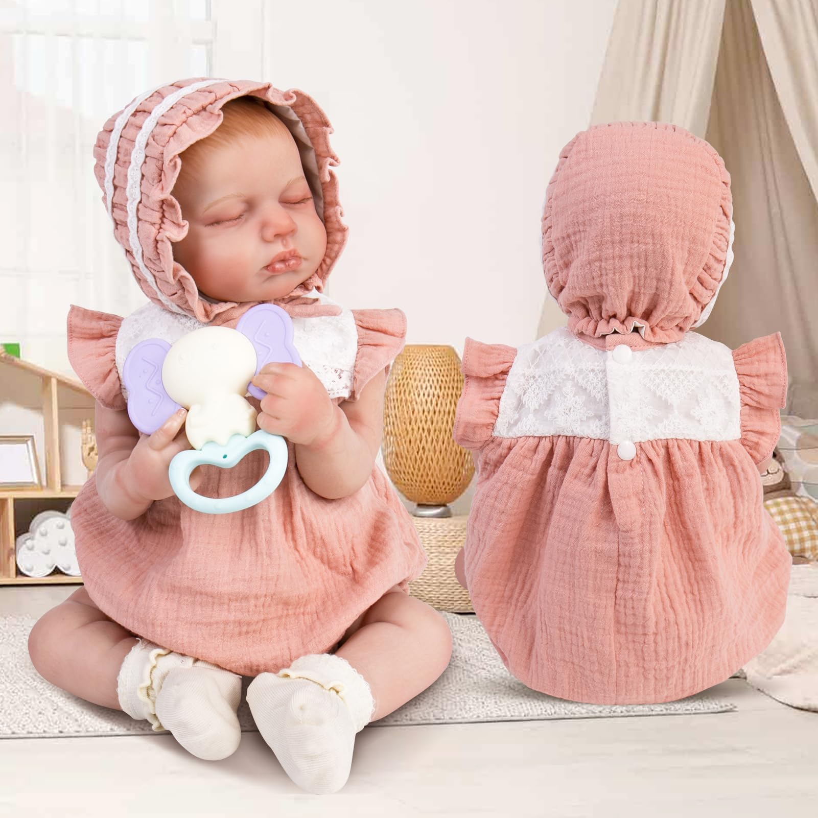 Foto 4 pulgar | Conjunto De Ropa Aori Reborn Baby Doll De 50 Cm Con Atuendo Rosa Y Acceso. - Venta Internacional.
