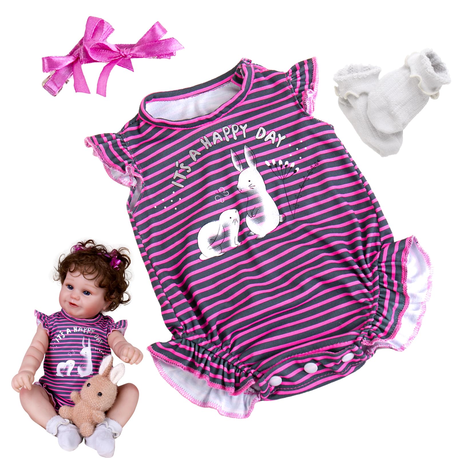 Foto 1 | Set De Ropa Para Muñecas Aori Reborn De 50 Cm Con Rayas Moradas - Venta Internacional.