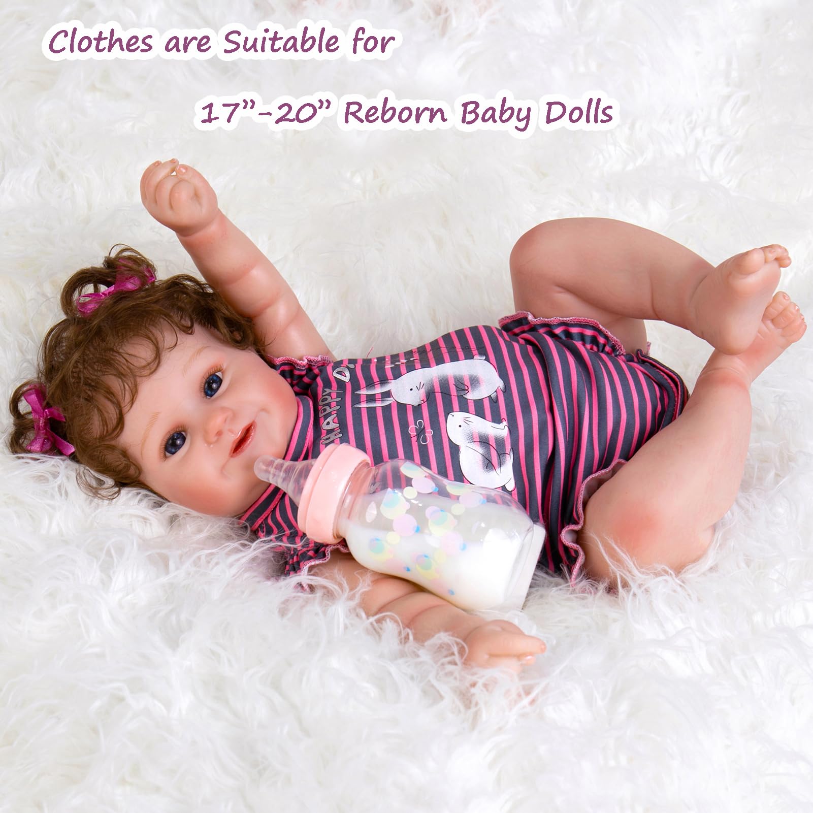 Foto 3 | Set De Ropa Para Muñecas Aori Reborn De 50 Cm Con Rayas Moradas - Venta Internacional.