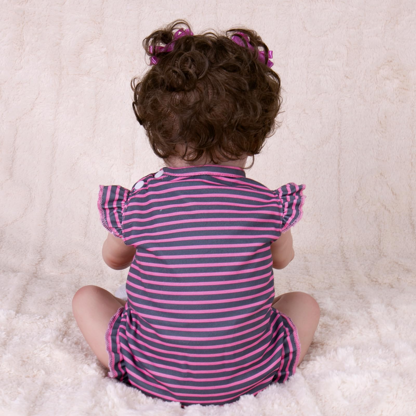 Foto 7 pulgar | Set De Ropa Para Muñecas Aori Reborn De 50 Cm Con Rayas Moradas - Venta Internacional.