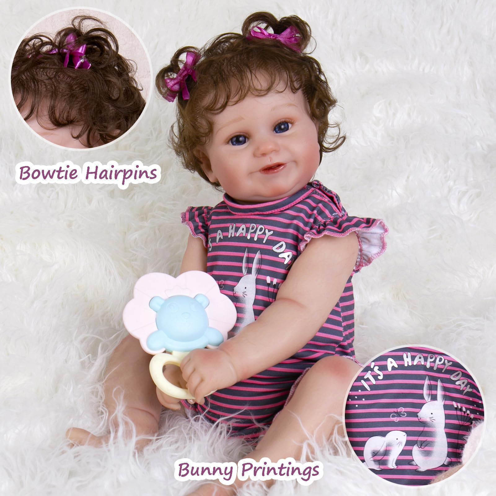 Foto 8 pulgar | Set De Ropa Para Muñecas Aori Reborn De 50 Cm Con Rayas Moradas - Venta Internacional.
