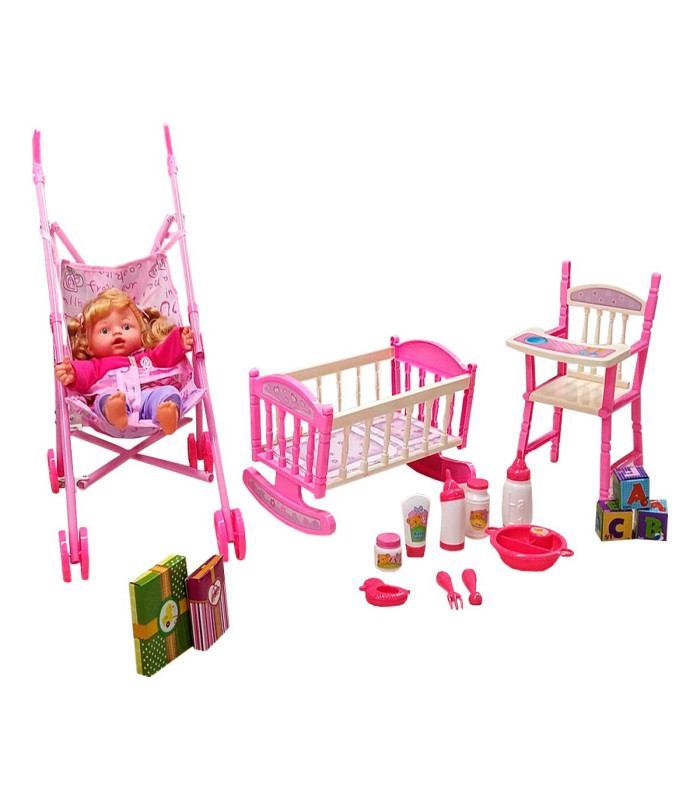 Foto 5 pulgar | Set De Muñeca De Juguete Con Carriola/Cuna Y Accesorios