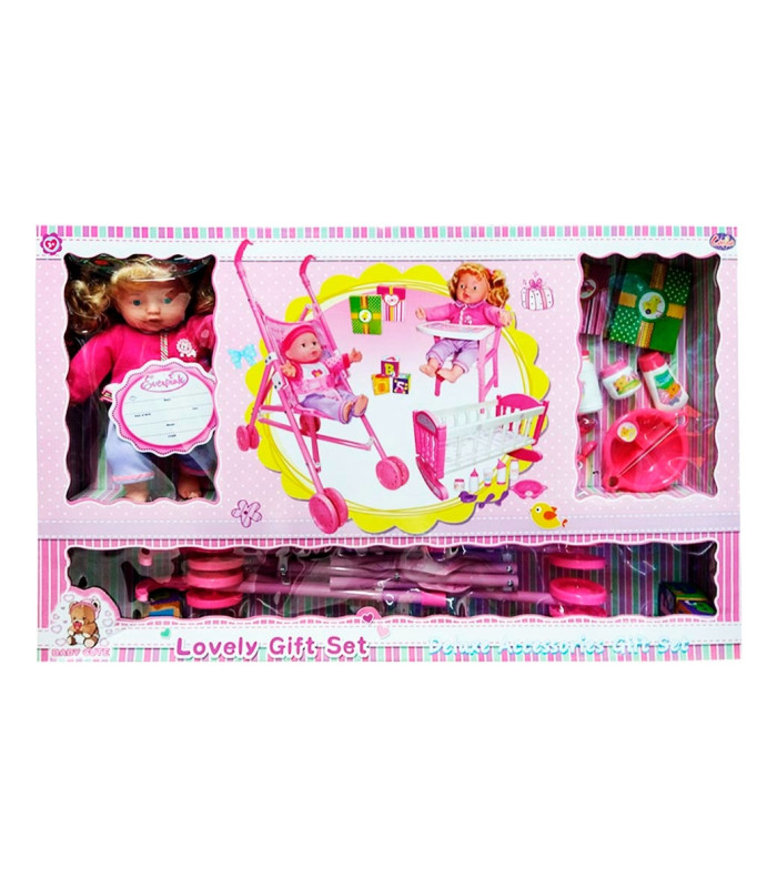 Foto 6 pulgar | Set De Muñeca De Juguete Con Carriola/Cuna Y Accesorios