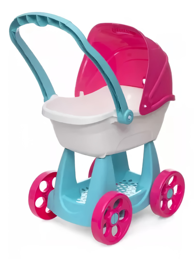 Foto 2 pulgar | Carriola Para Muñecas Prinsel Mommy Mecedora Asa Reversible Turquesa Rosa