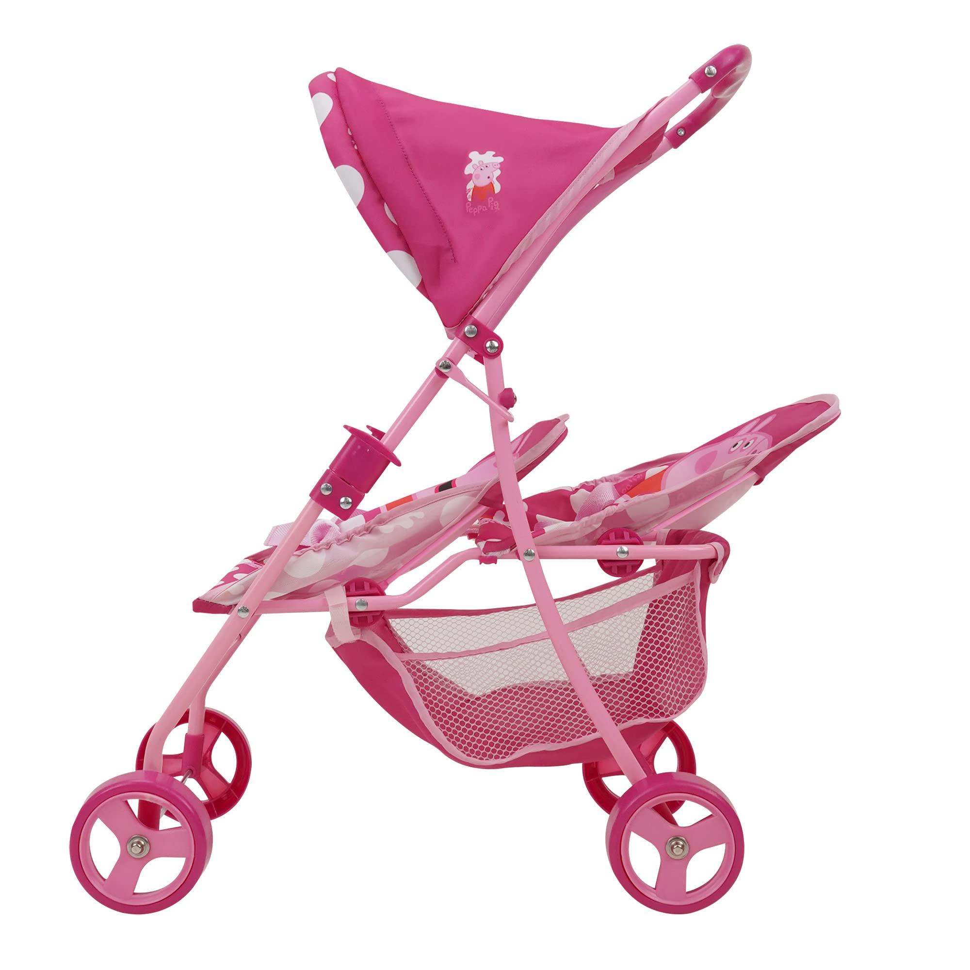 Foto 3 pulgar | Cochecito Doll Twin Peppa Pig Con Lunares Rosas Y Blancos Para Muñecas De Hasta 24 Años - Venta Internacional.
