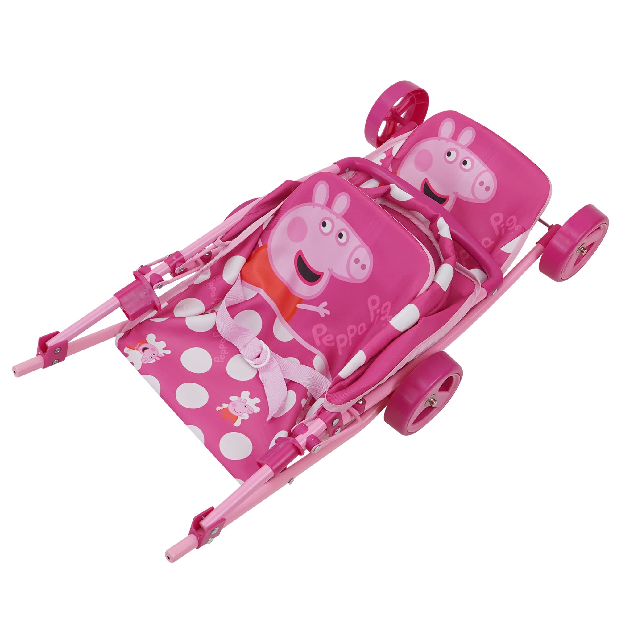 Foto 4 pulgar | Cochecito Doll Twin Peppa Pig Con Lunares Rosas Y Blancos Para Muñecas De Hasta 24 Años - Venta Internacional.