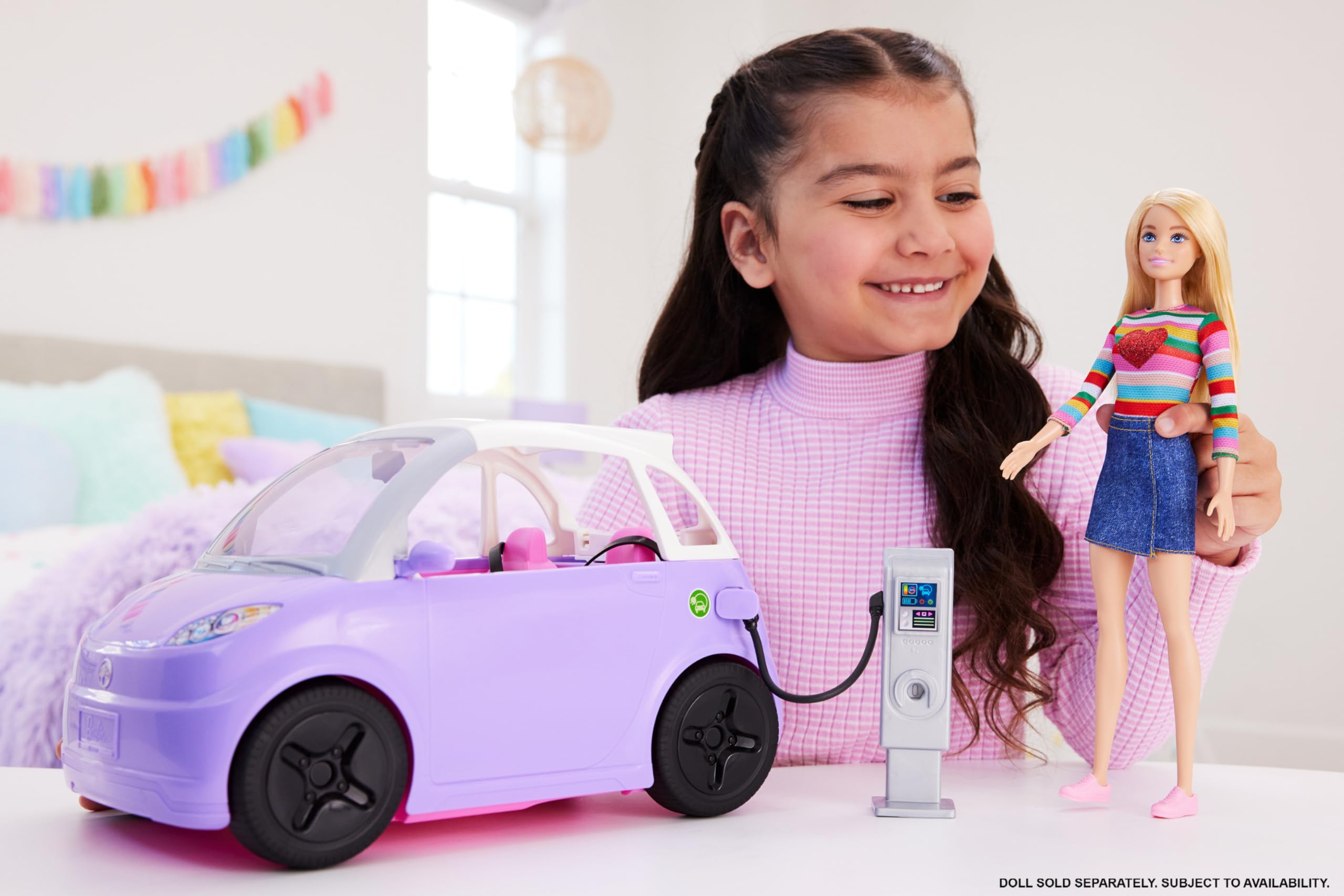 Foto 3 pulgar | Vehículo Eléctrico Barbie De Juguete Con Estación De Carga, Color Morado - Venta Internacional.