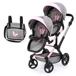 Foto 1 | Cochecito Para Muñecas Bayer Design Xeo Twin Butterfly Gris Y Rosa - Venta Internacional.