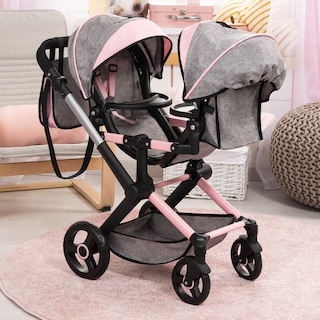 Foto 3 | Cochecito Para Muñecas Bayer Design Xeo Twin Butterfly Gris Y Rosa - Venta Internacional.