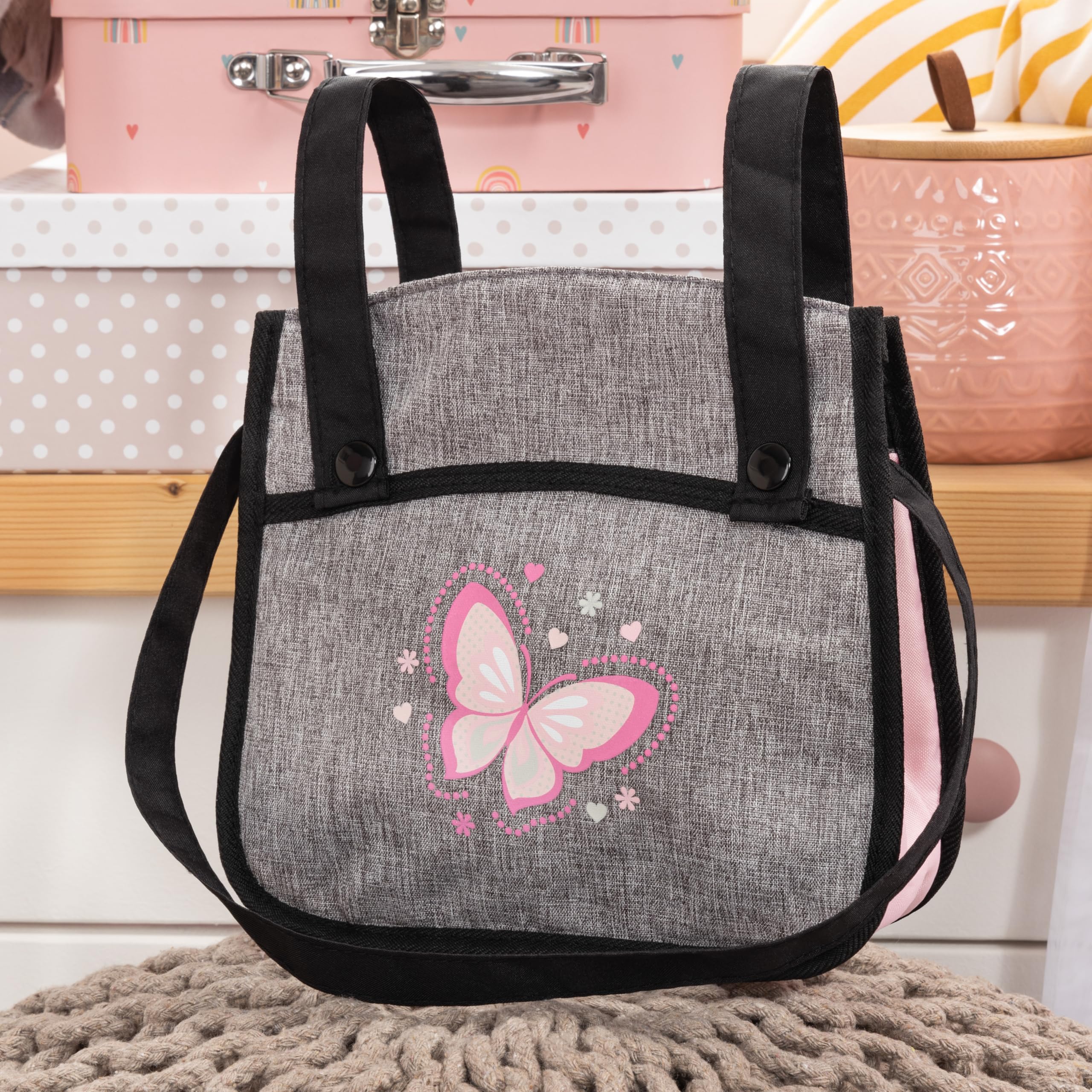Foto 5 pulgar | Cochecito Para Muñecas Bayer Design Xeo Twin Butterfly Gris Y Rosa - Venta Internacional.