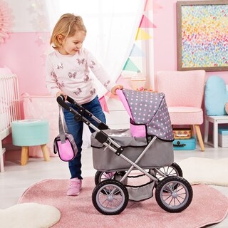 Foto 6 | Cochecito De Muñecas, Diseño De Bayer, Modernos Lunares Grises/rosas Para Muñecas De Hasta 18 Años - Venta Internac