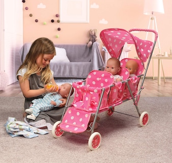 Foto 3 | Toy Stroller Badger Basket Triple Para 3 Muñecas De Hasta 18 Pulgadas - Venta Internacional.