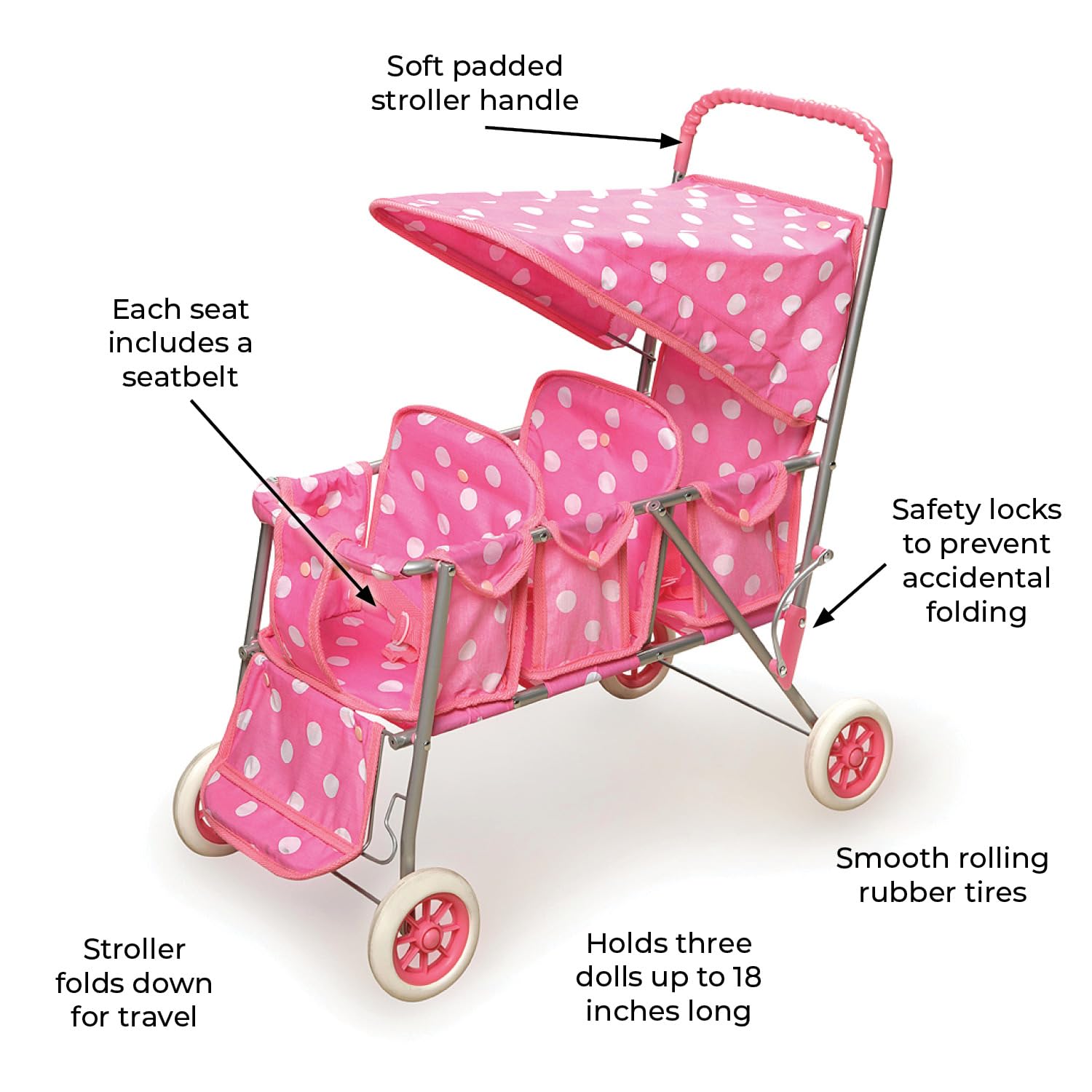 Foto 5 pulgar | Toy Stroller Badger Basket Triple Para 3 Muñecas De Hasta 18 Pulgadas - Venta Internacional.
