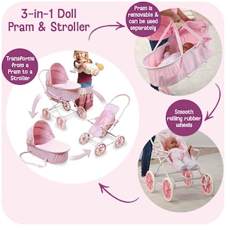 Foto 3 | Cesta Para Cochecito Y Portabebés, Color Rosa, 22 Pulgadas, De Toy Doll - Venta Internacional.