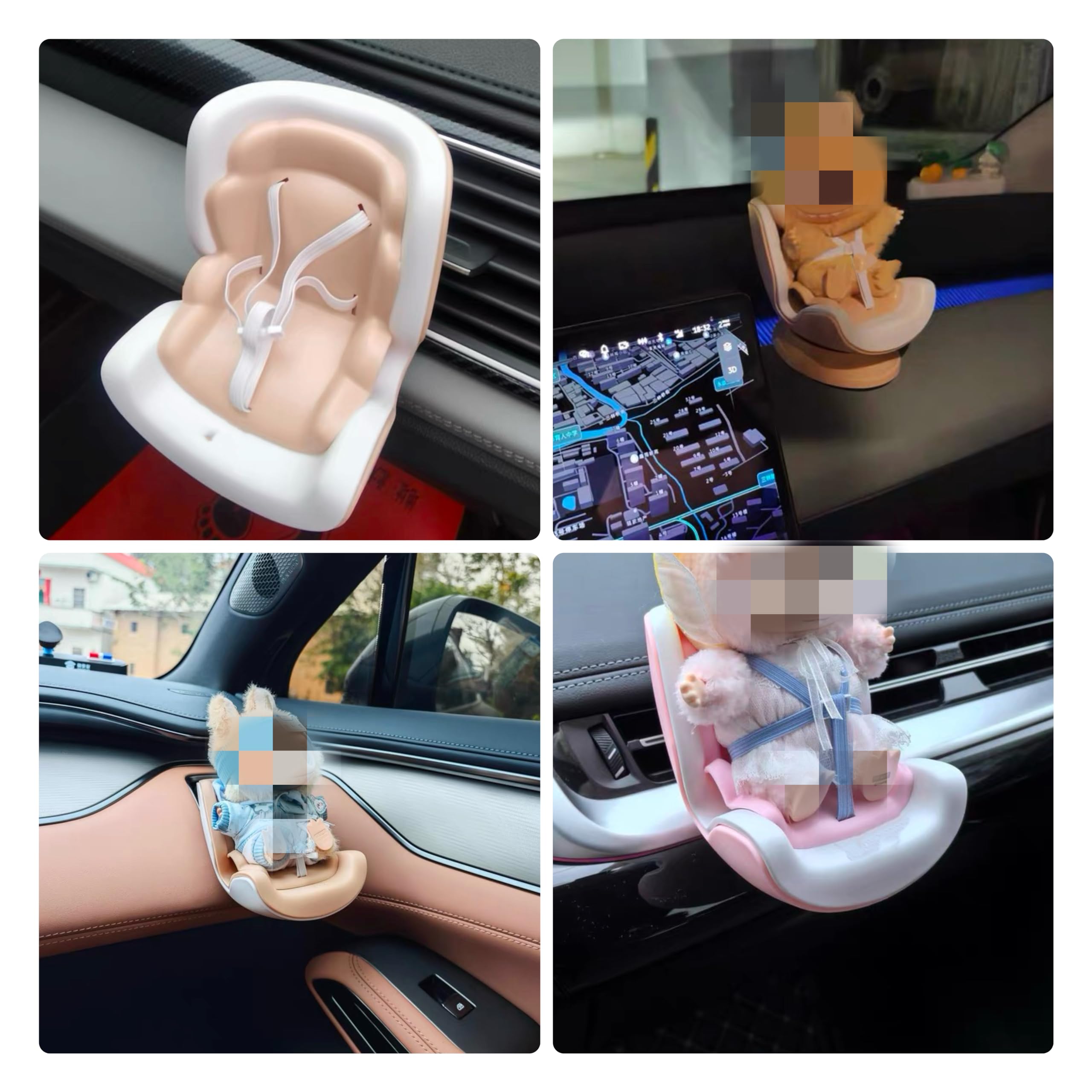 Foto 7 pulgar | Protector De Asiento De Coche Para Muñeca Labubu De 17 Cm Con Accesorios, Color Gris - Venta Internacional.