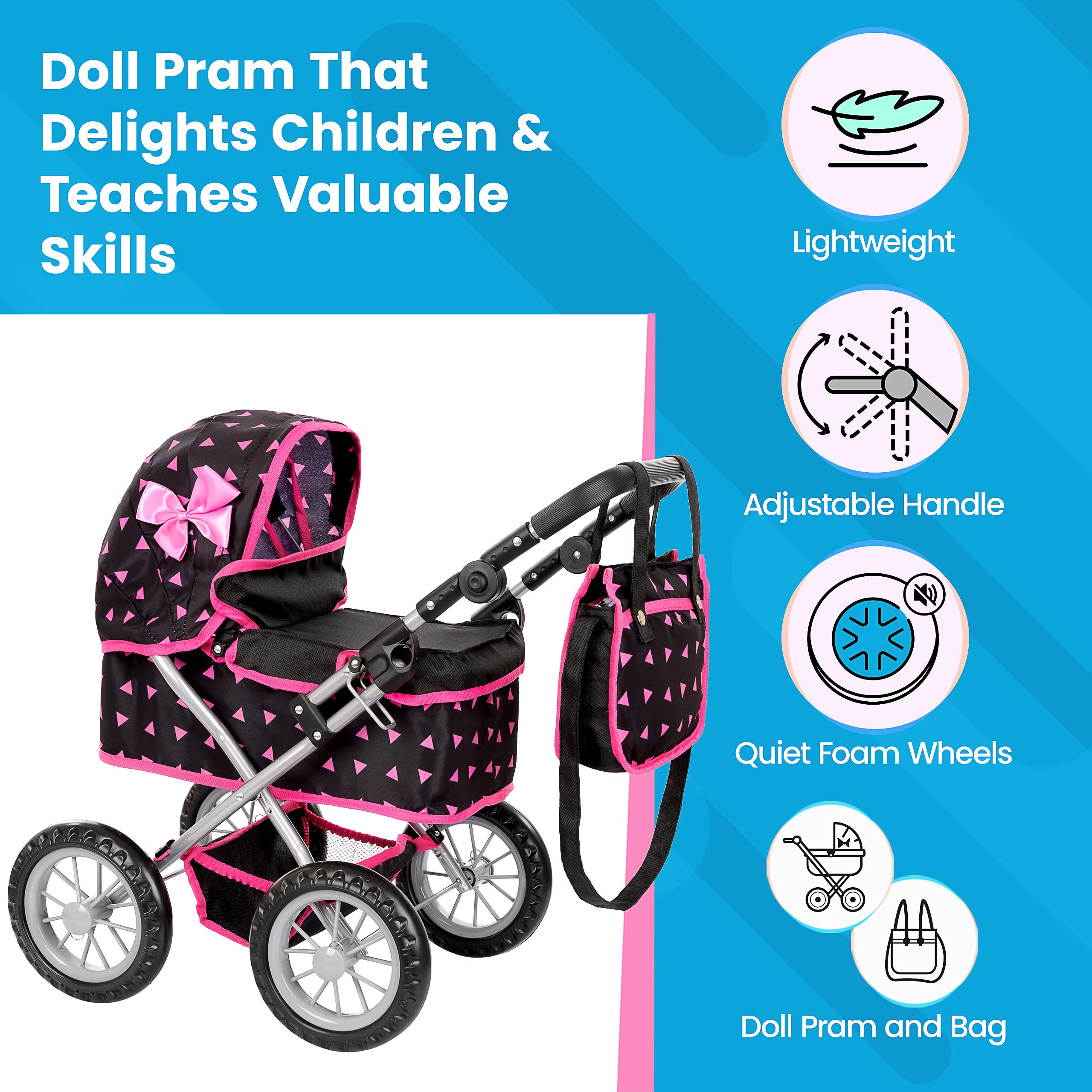 Foto 2 | Cochecito Baby Doll Kinderplay Kp0261r Con Asa Ajustable - Venta Internacional.