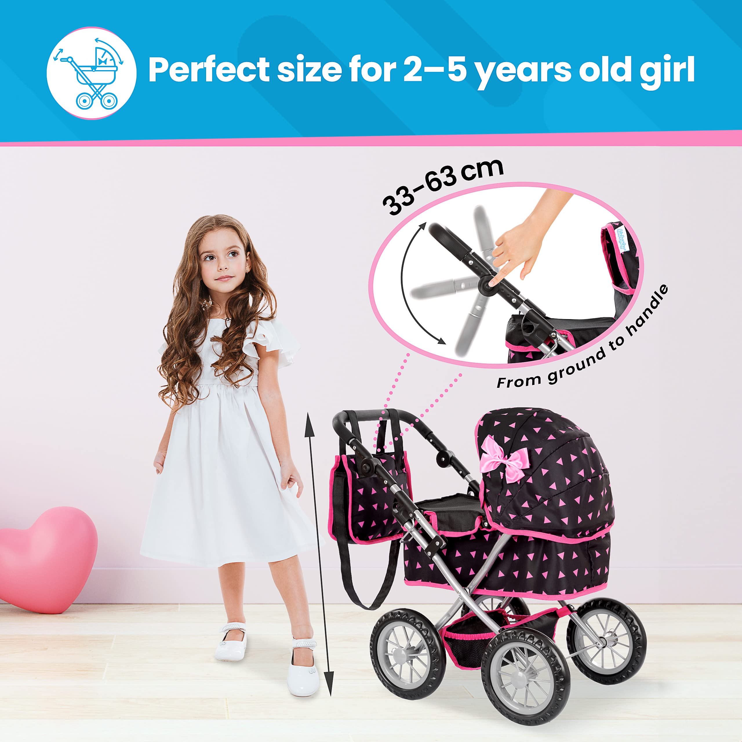 Foto 4 pulgar | Cochecito Baby Doll Kinderplay Kp0261r Con Asa Ajustable - Venta Internacional.