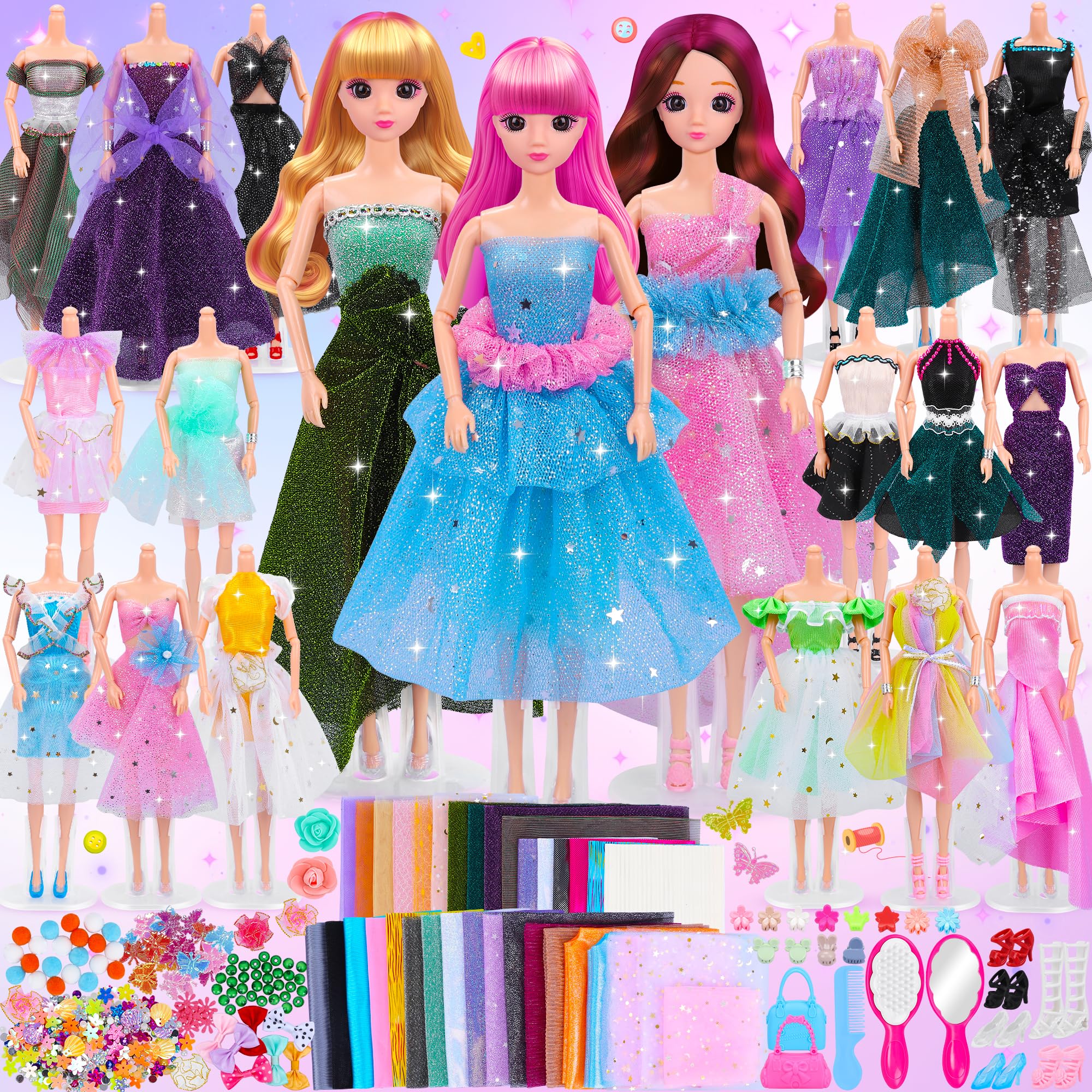 Foto 2 pulgar | Kit De Diseñador De Moda Minifun Con 3 Muñecas Y 3 Maniquíes Para Niñas - Venta Internacional.