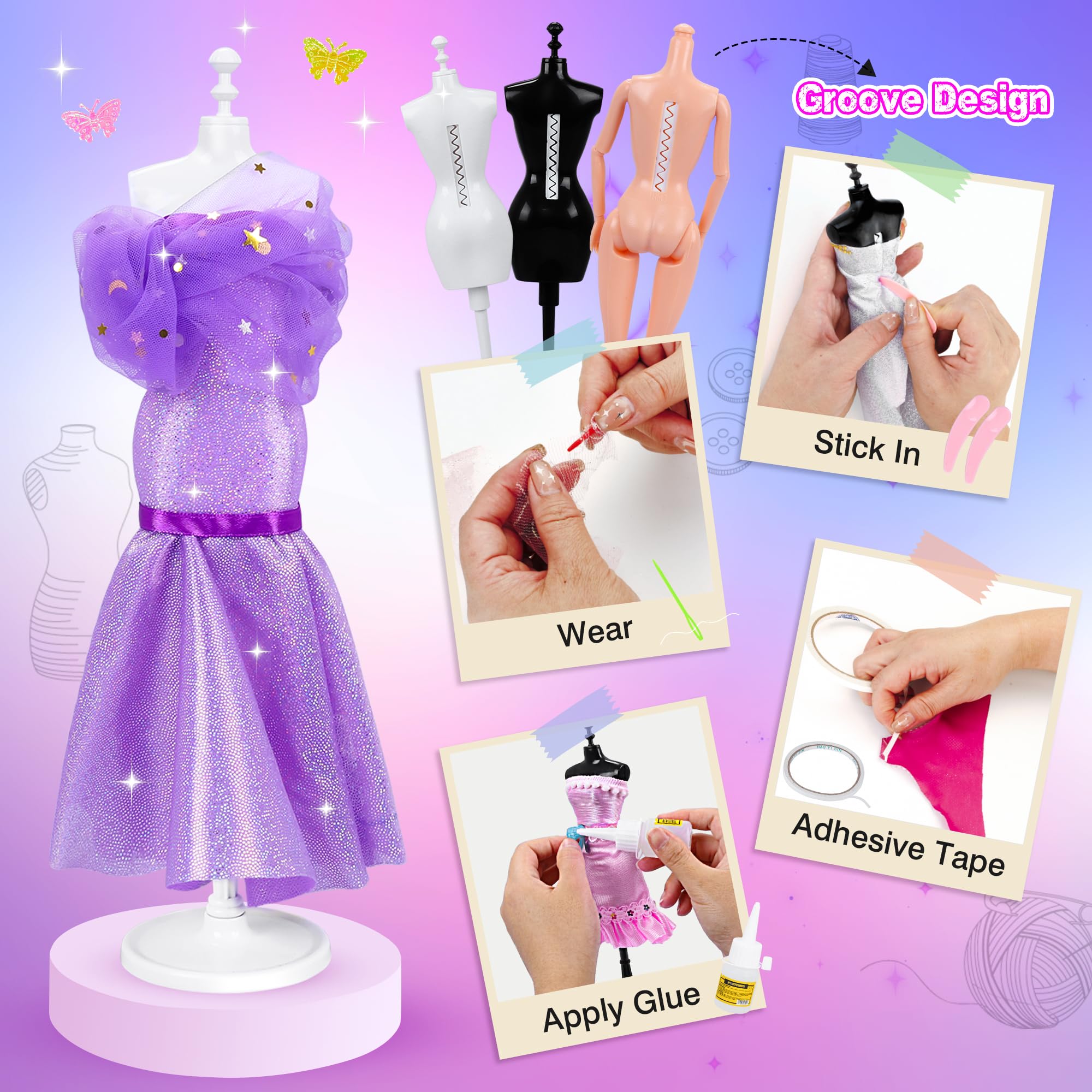 Foto 5 pulgar | Kit De Diseñador De Moda Minifun Con 3 Muñecas Y 3 Maniquíes Para Niñas - Venta Internacional.
