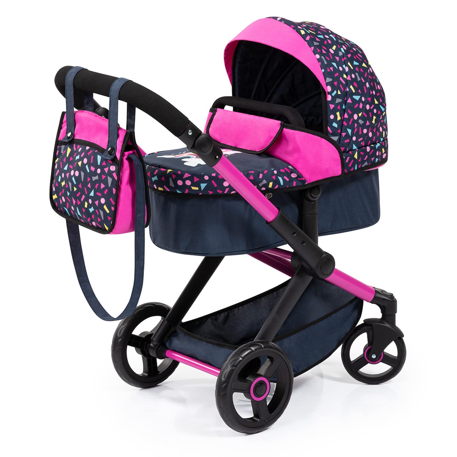 Foto 1 | Cochecito De Muñecas Bayer Design Xeo Shapes Azul Marino Y Rosa Para Muñecas De 52 Cm - Venta Internacional.