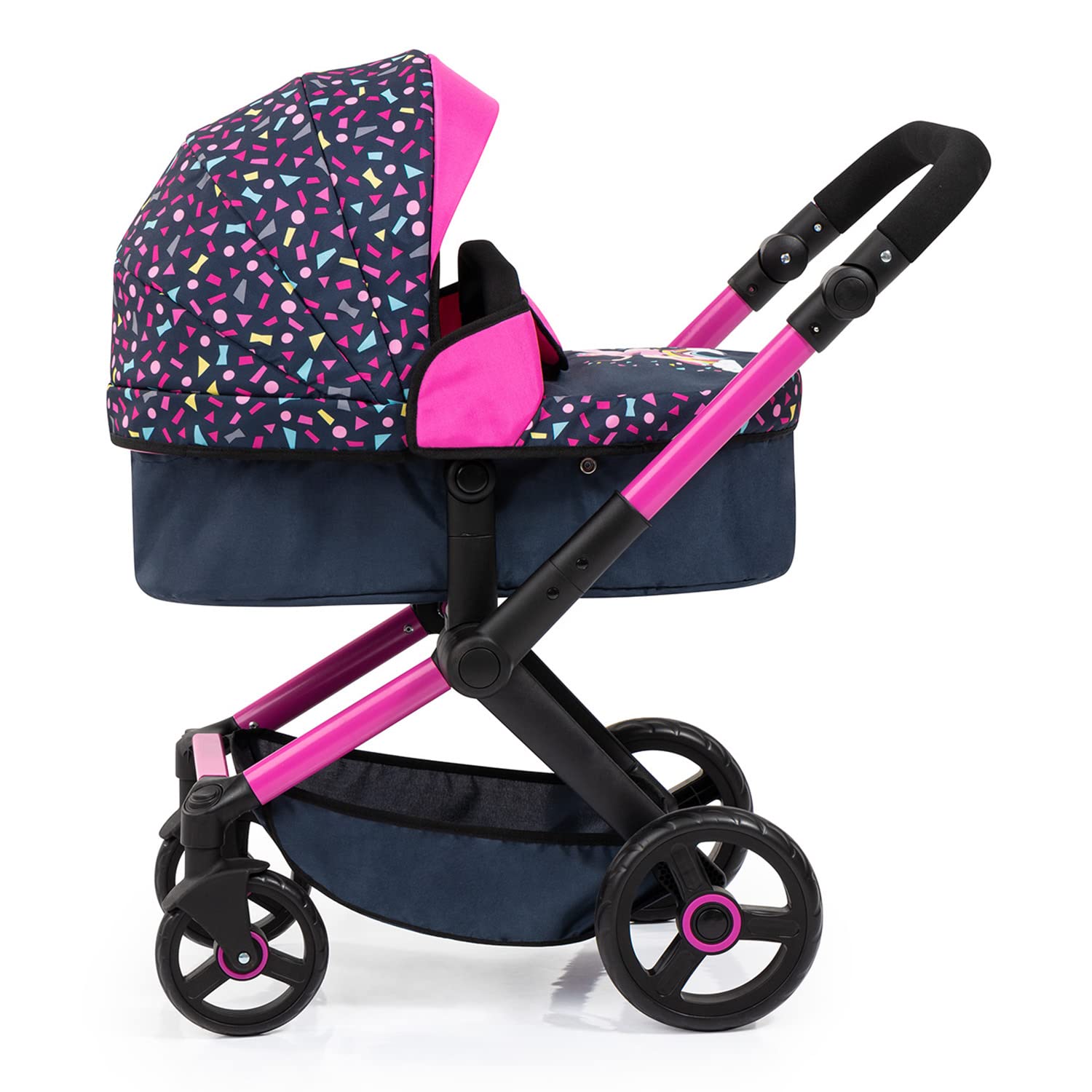 Foto 3 pulgar | Cochecito De Muñecas Bayer Design Xeo Shapes Azul Marino Y Rosa Para Muñecas De 52 Cm - Venta Internacional.