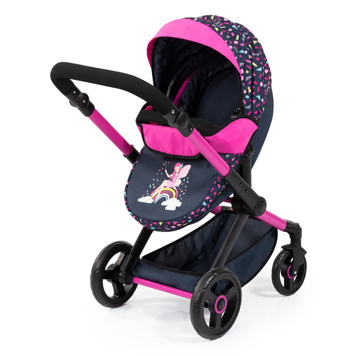 Foto 4 pulgar | Cochecito De Muñecas Bayer Design Xeo Shapes Azul Marino Y Rosa Para Muñecas De 52 Cm - Venta Internacional.