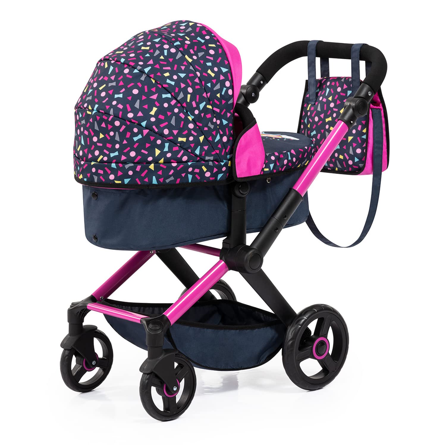 Foto 5 pulgar | Cochecito De Muñecas Bayer Design Xeo Shapes Azul Marino Y Rosa Para Muñecas De 52 Cm - Venta Internacional.