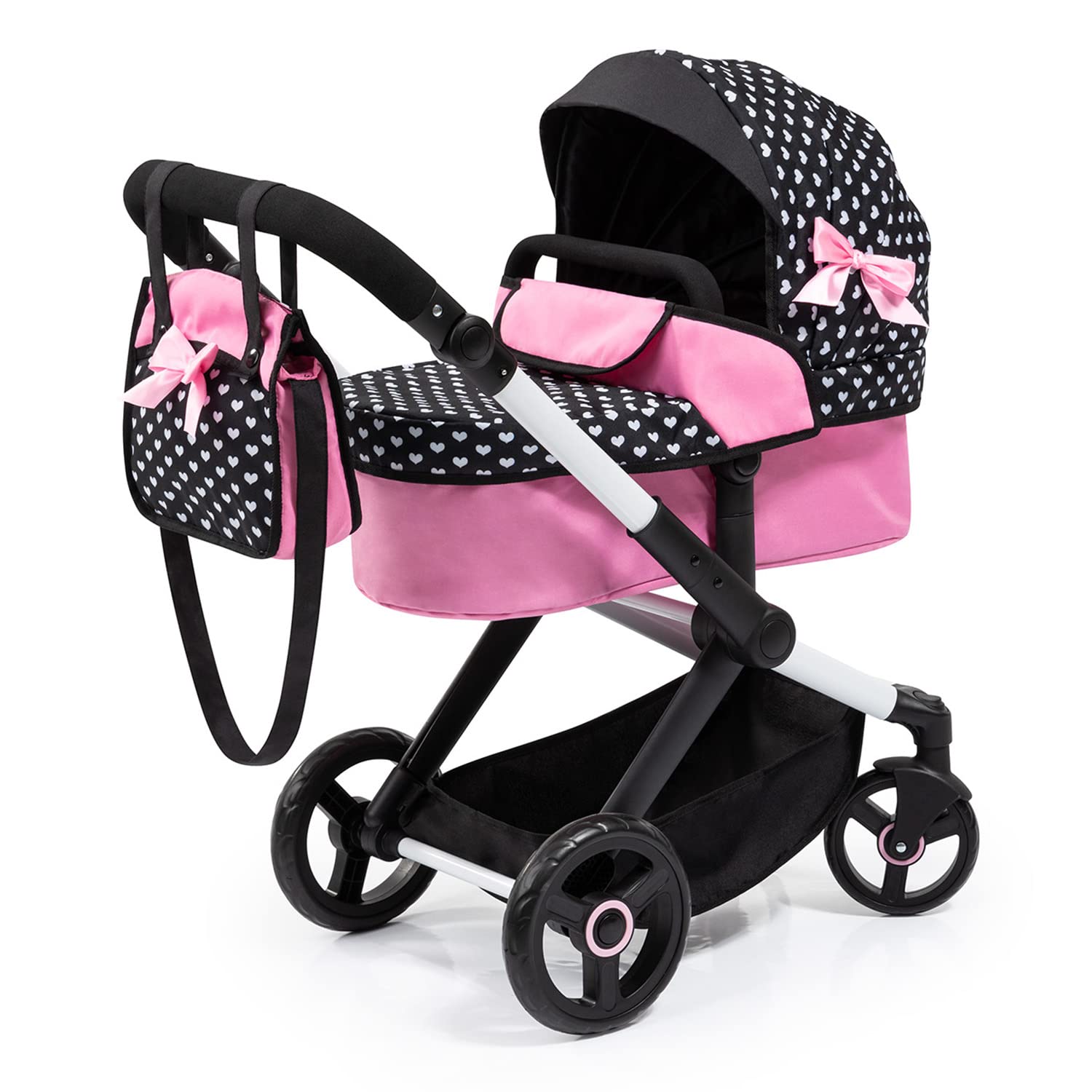 Foto 1 | Cochecito De Muñecas Bayer Design Xeo Hearts, Negro Y Rosa, 52 Cm, 3 O Más - Venta Internacional.