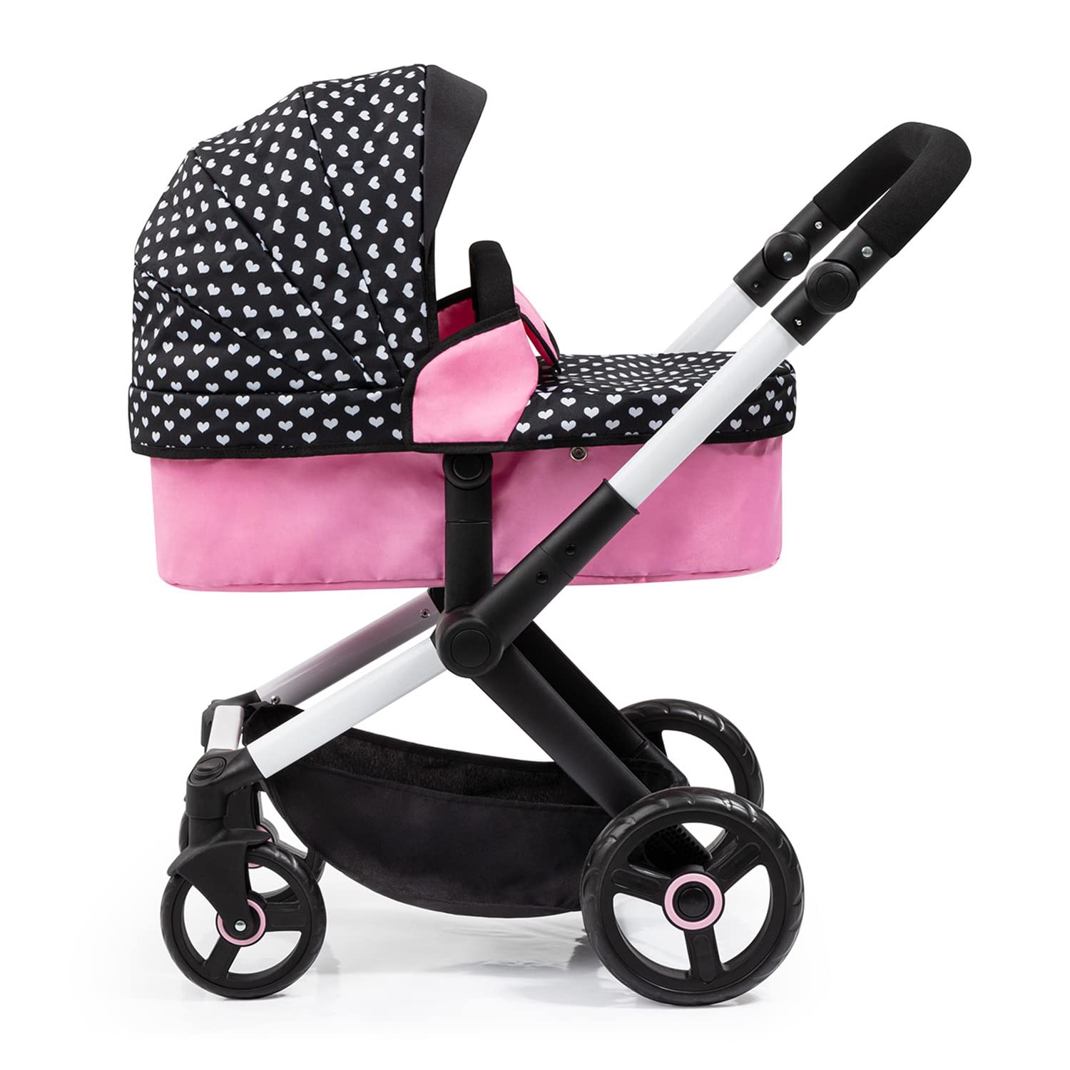 Foto 2 | Cochecito De Muñecas Bayer Design Xeo Hearts, Negro Y Rosa, 52 Cm, 3 O Más - Venta Internacional.