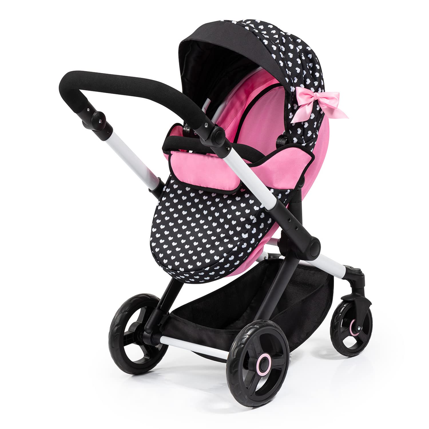Foto 3 | Cochecito De Muñecas Bayer Design Xeo Hearts, Negro Y Rosa, 52 Cm, 3 O Más - Venta Internacional.