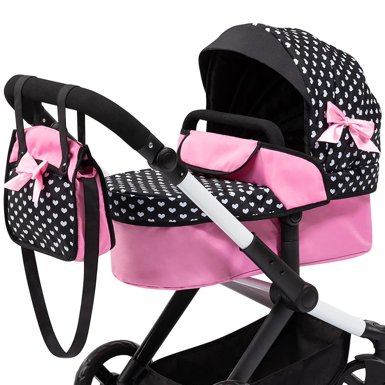 Foto 7 | Cochecito De Muñecas Bayer Design Xeo Hearts, Negro Y Rosa, 52 Cm, 3 O Más - Venta Internacional.