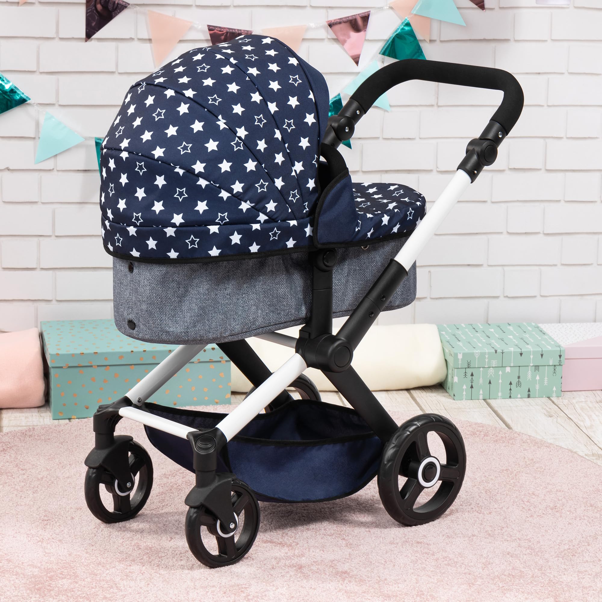Foto 3 | Cochecito De Muñecas Bayer Design Xeo Con Estrellas Azules Y Blancas, 46 Cm, Más De 3 Años - Venta Internacional.