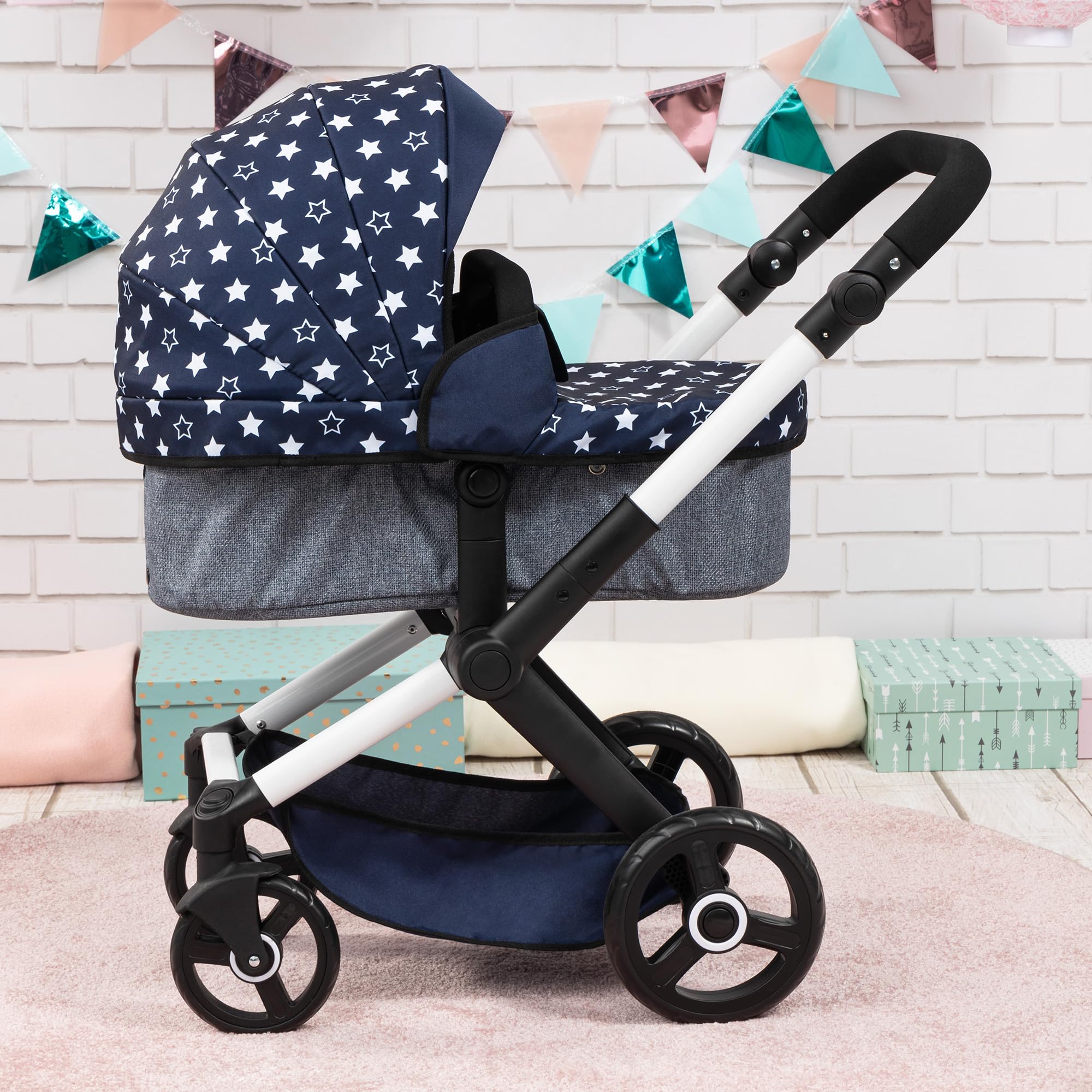 Foto 4 | Cochecito De Muñecas Bayer Design Xeo Con Estrellas Azules Y Blancas, 46 Cm, Más De 3 Años - Venta Internacional.